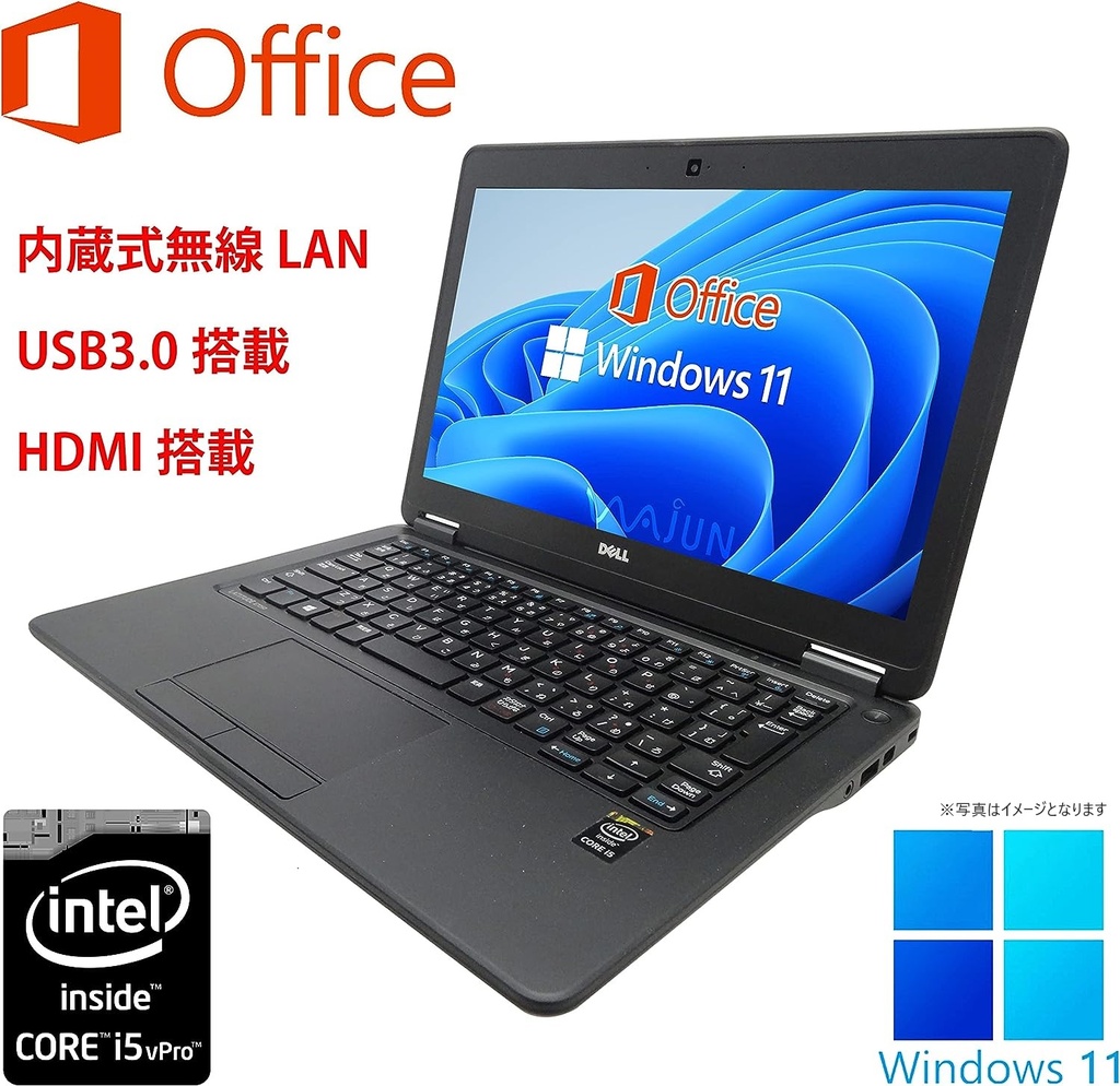 DELL ノートPC latitude E7250/12.5型/MS Office Hu0026B 2019/Win 11 Pro/Core i5-5300U/WEBカメラ/WIFI/Bluetooth/HDMI/8GB/128GB  SSD (整備済み品) | Miracle